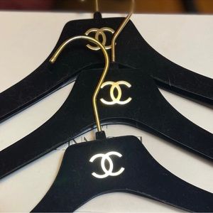 CHANEL set of 3 velvet hangers. Purchased with clothing at CHANEL boutique. ☺️